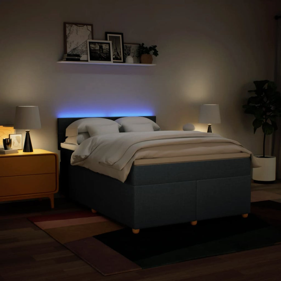 Boxspring met matras stof blauw 140x200 cm