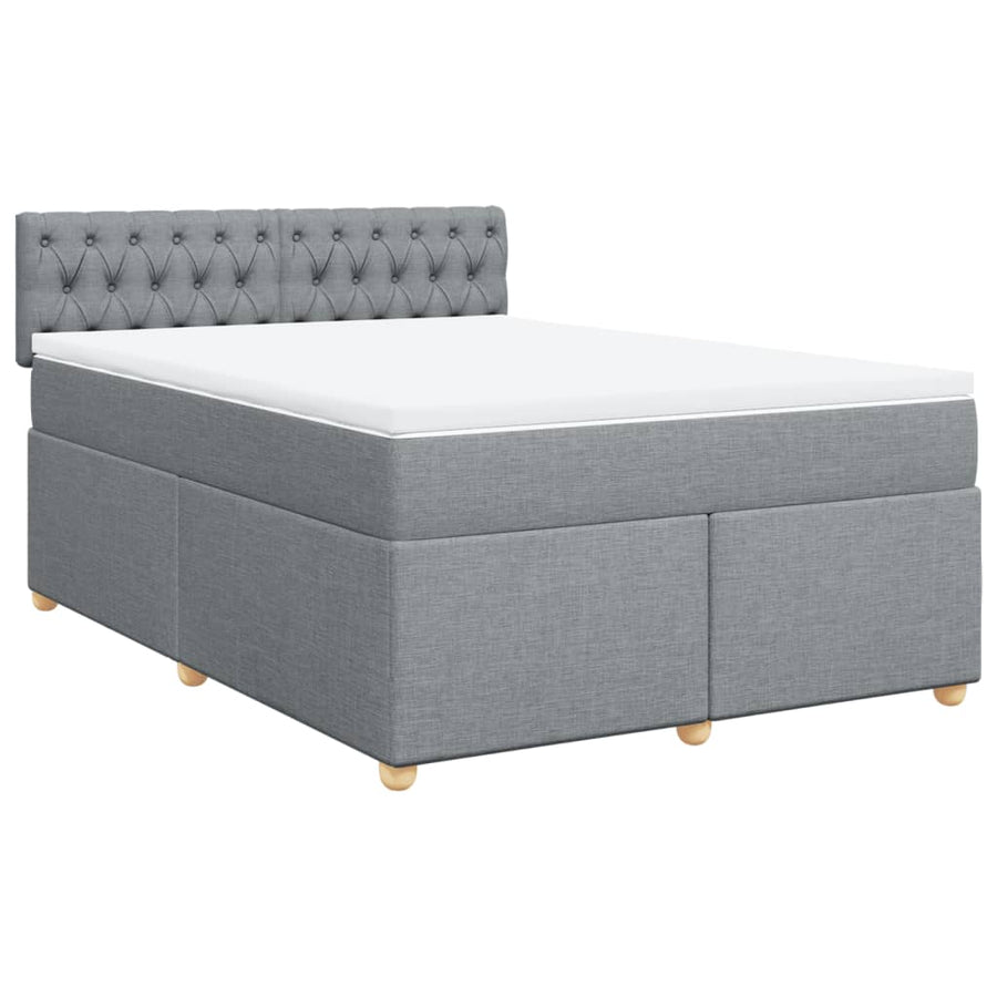 Boxspring met matras stof lichtgrijs 140x200 cm