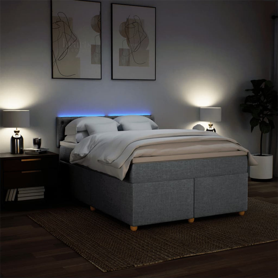 Boxspring met matras stof lichtgrijs 140x200 cm