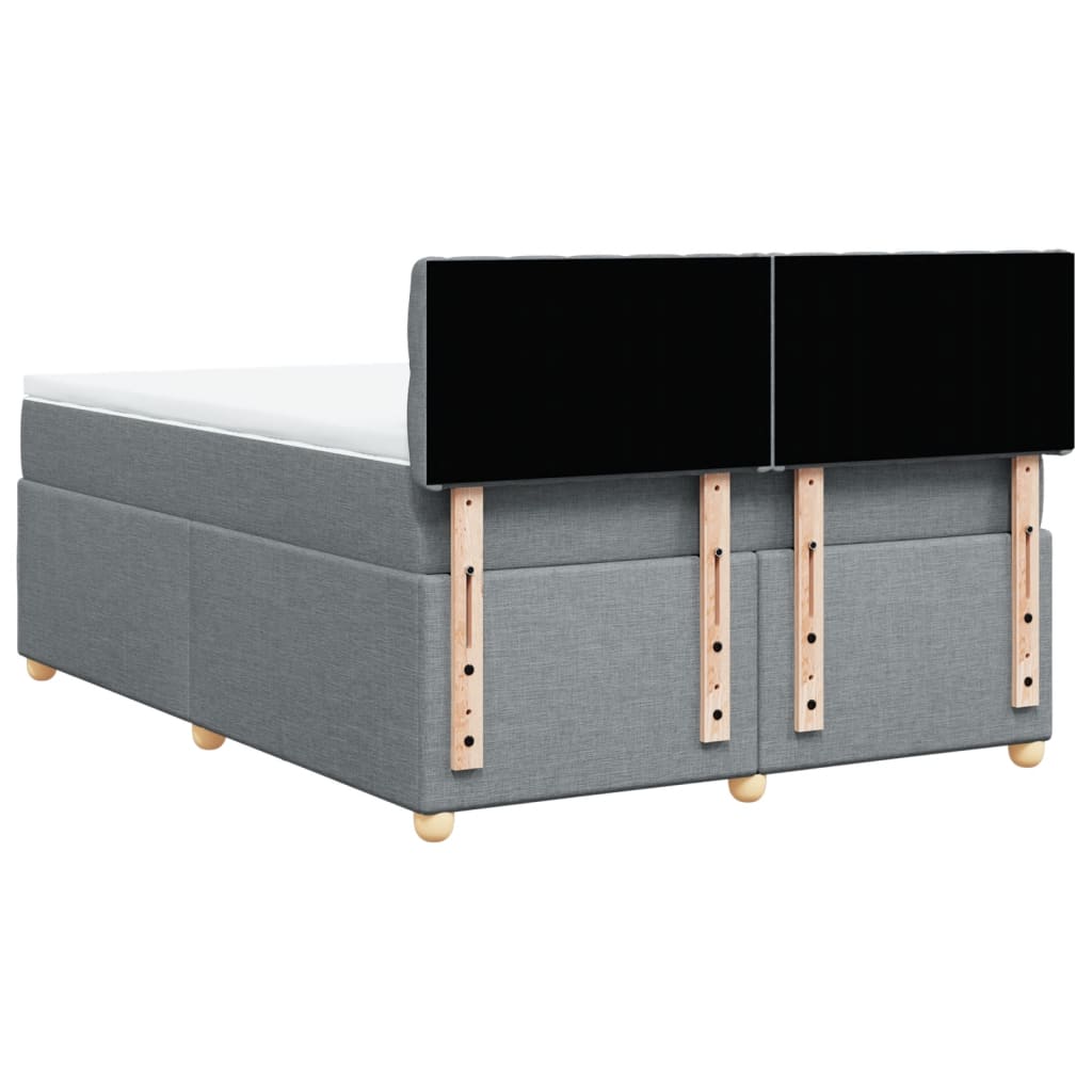 Boxspring met matras stof lichtgrijs 140x200 cm