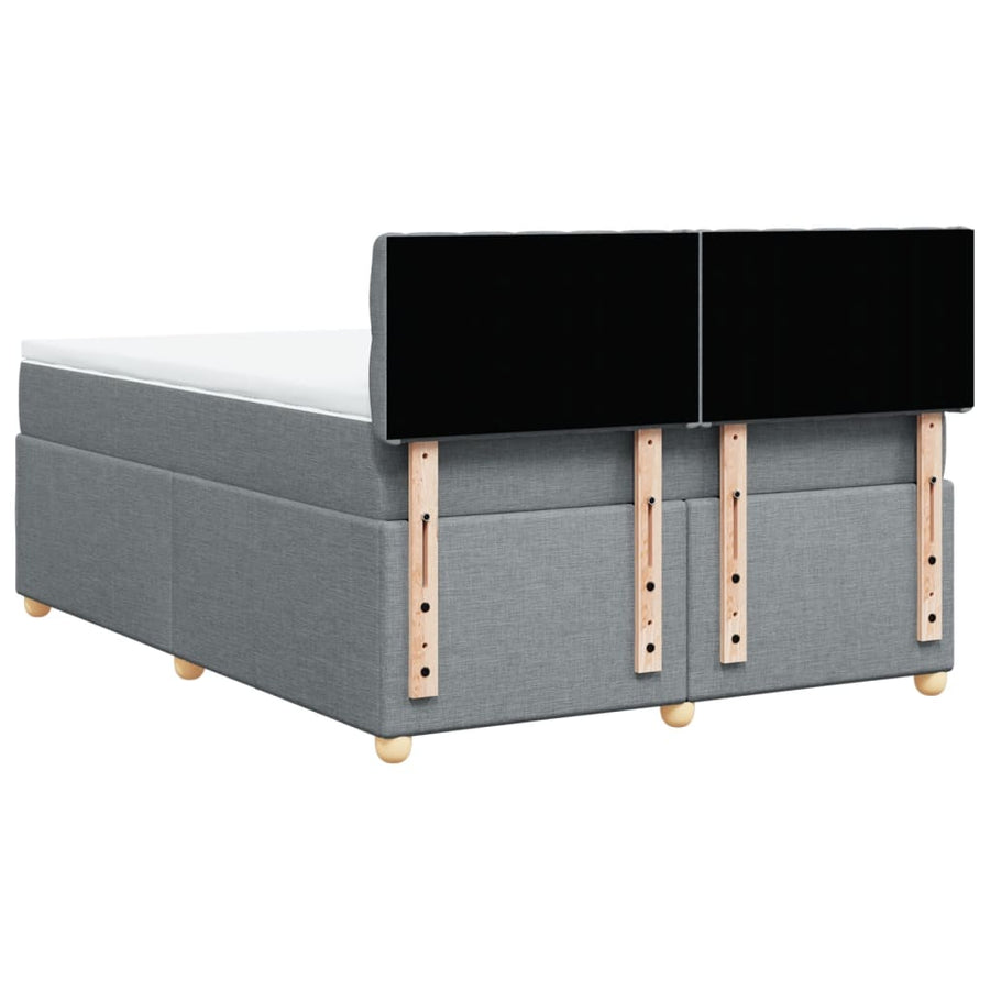 Boxspring met matras stof lichtgrijs 140x200 cm
