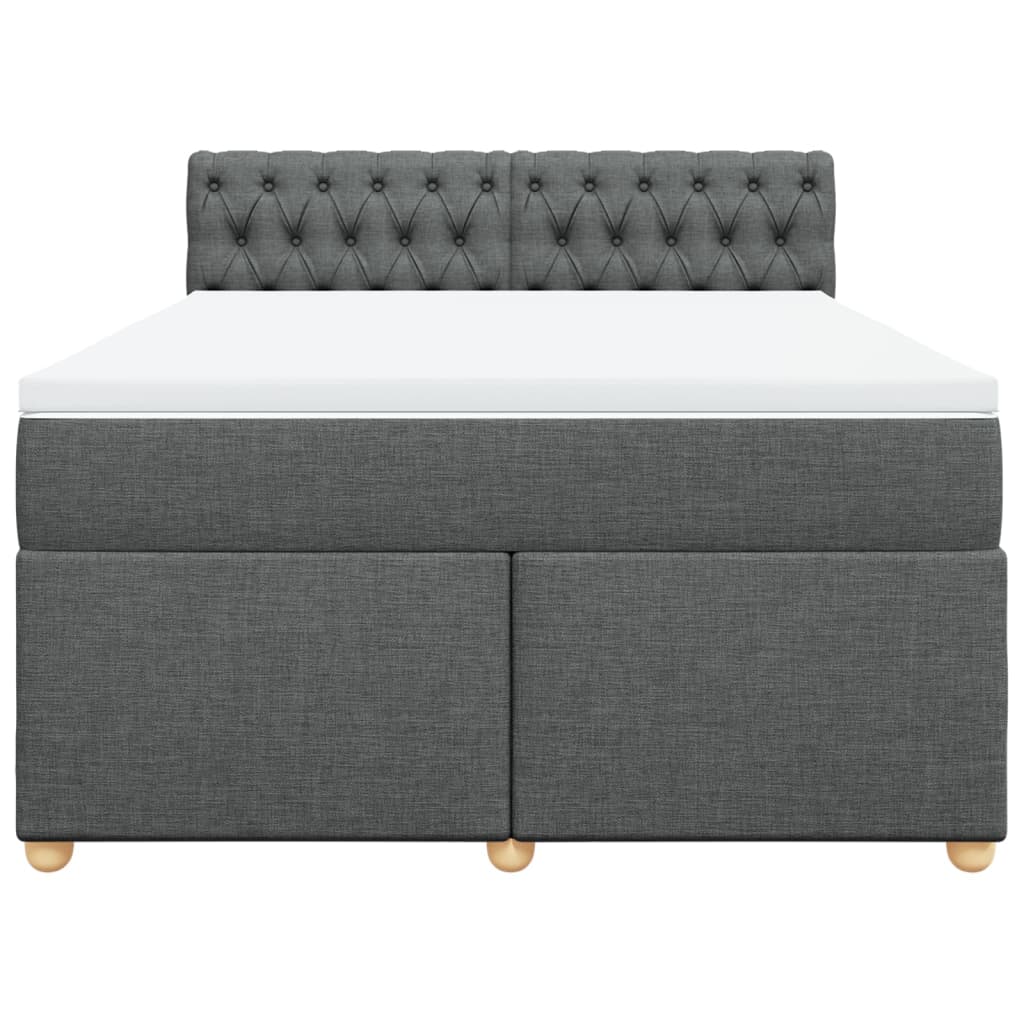 Boxspring met matras stof donkergrijs 140x200 cm