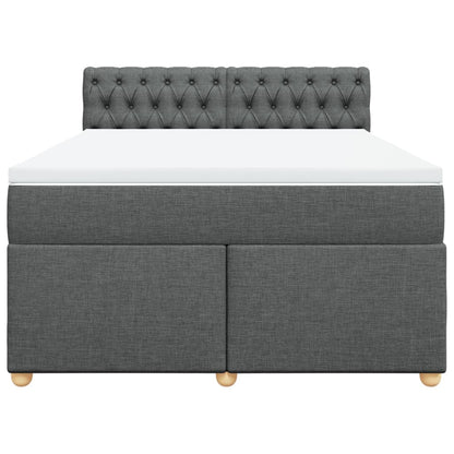 Boxspring met matras stof donkergrijs 140x200 cm