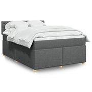 Dark grey fabric box spring with mattress 140x200 cm