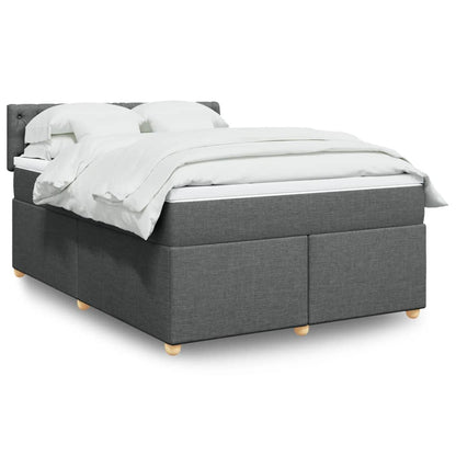Boxspring met matras stof donkergrijs 140x200 cm