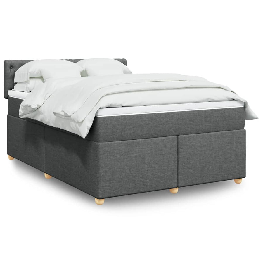 Boxspring met matras stof donkergrijs 140x200 cm