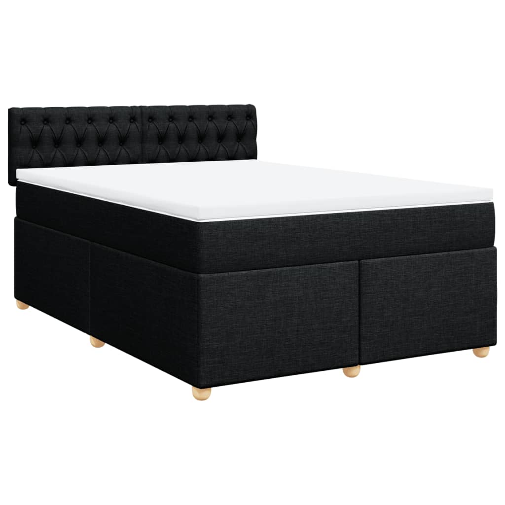 Boxspring met matras stof zwart 140x200 cm