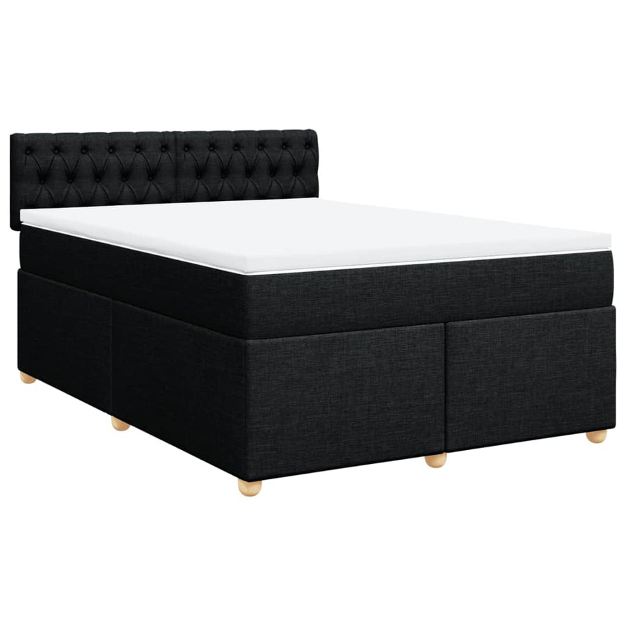 Boxspring met matras stof zwart 140x200 cm