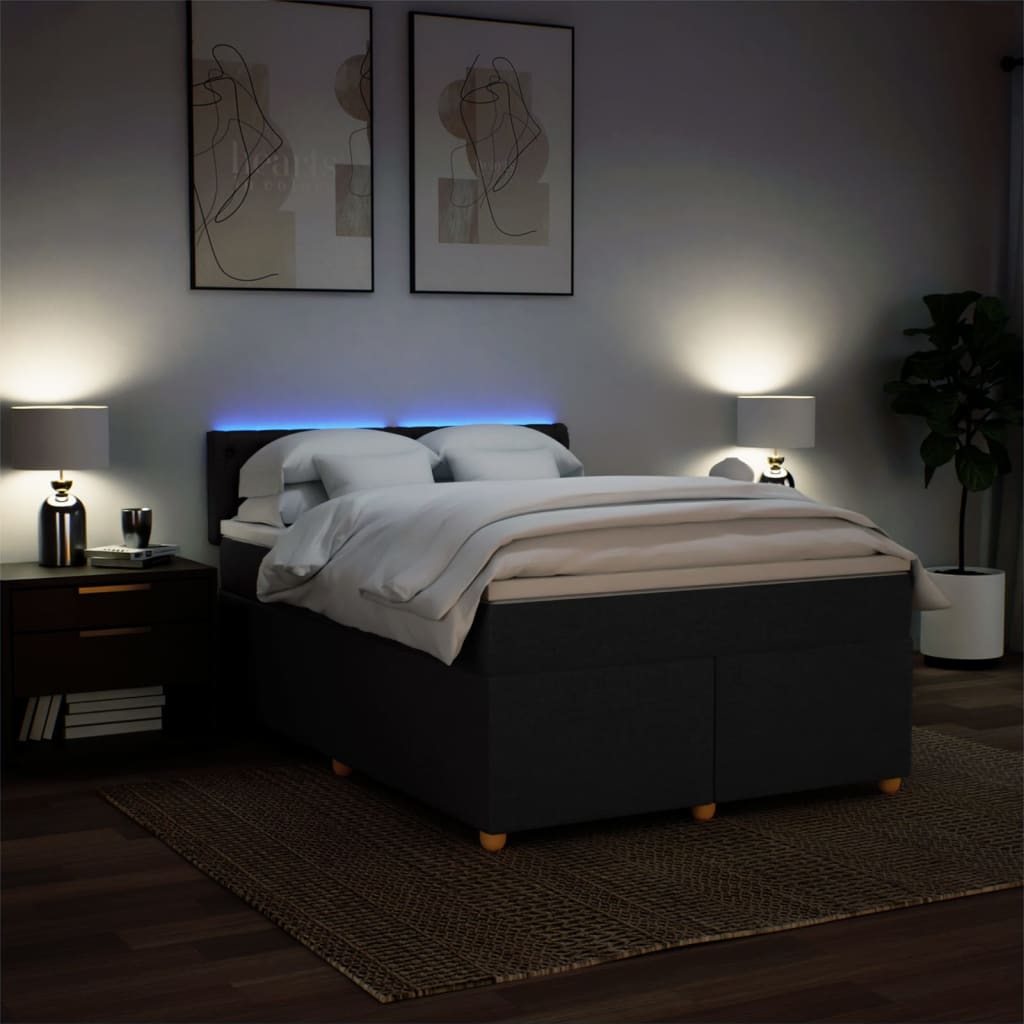 Boxspring met matras stof zwart 140x200 cm