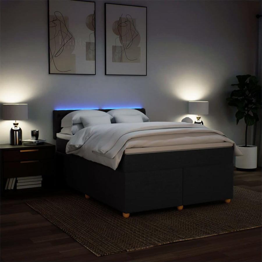 Boxspring met matras stof zwart 140x200 cm