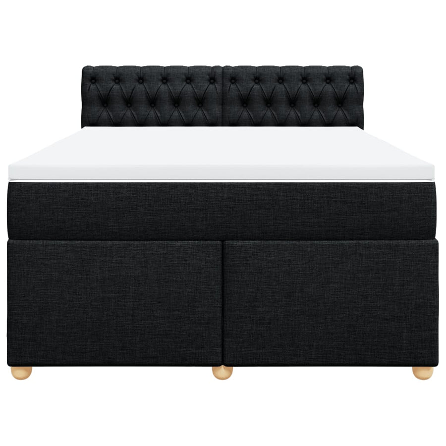 Boxspring met matras stof zwart 140x200 cm