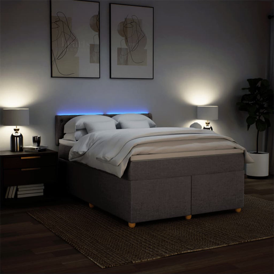 Boxspring met matras stof taupe 140x200 cm