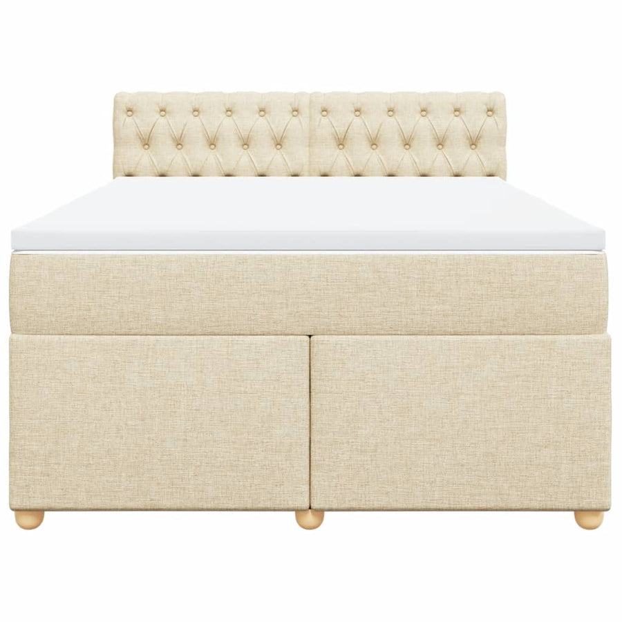 Boxspring met matras stof crèmekleurig 140x200 cm