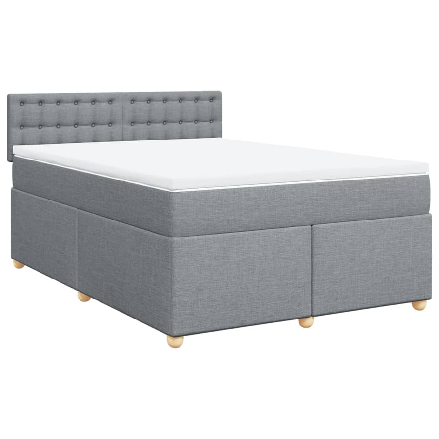 Boxspring met matras stof lichtgrijs 140x200 cm