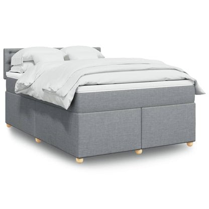 Boxspring met matras stof lichtgrijs 140x200 cm