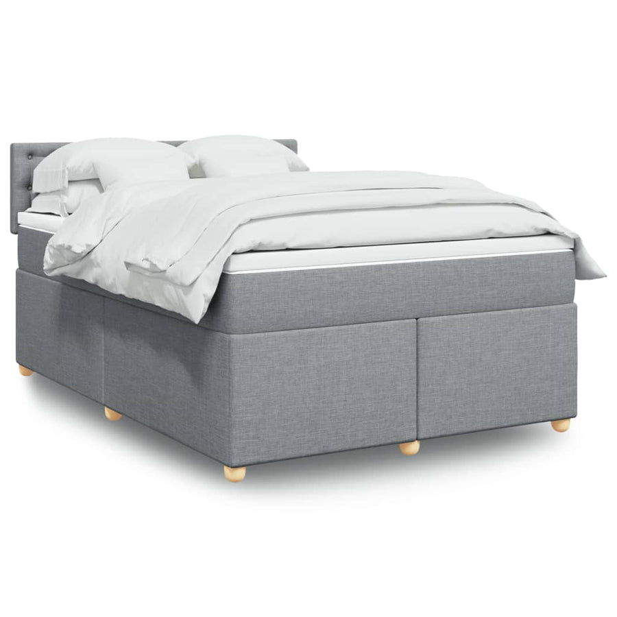 Boxspring met matras stof lichtgrijs 140x200 cm