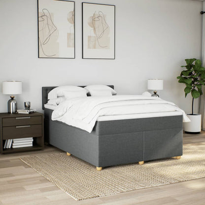 Boxspring met matras stof donkergrijs 140x200 cm