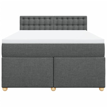 Boxspring met matras stof donkergrijs 140x200 cm