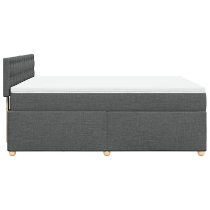 Boxspring met matras stof donkergrijs 140x200 cm