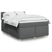 Dark grey fabric box spring with mattress 140x200 cm