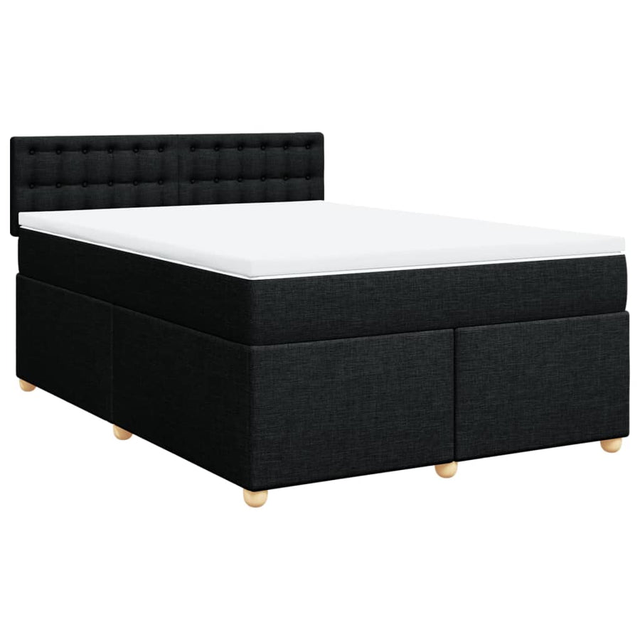 Boxspring met matras stof zwart 140x200 cm