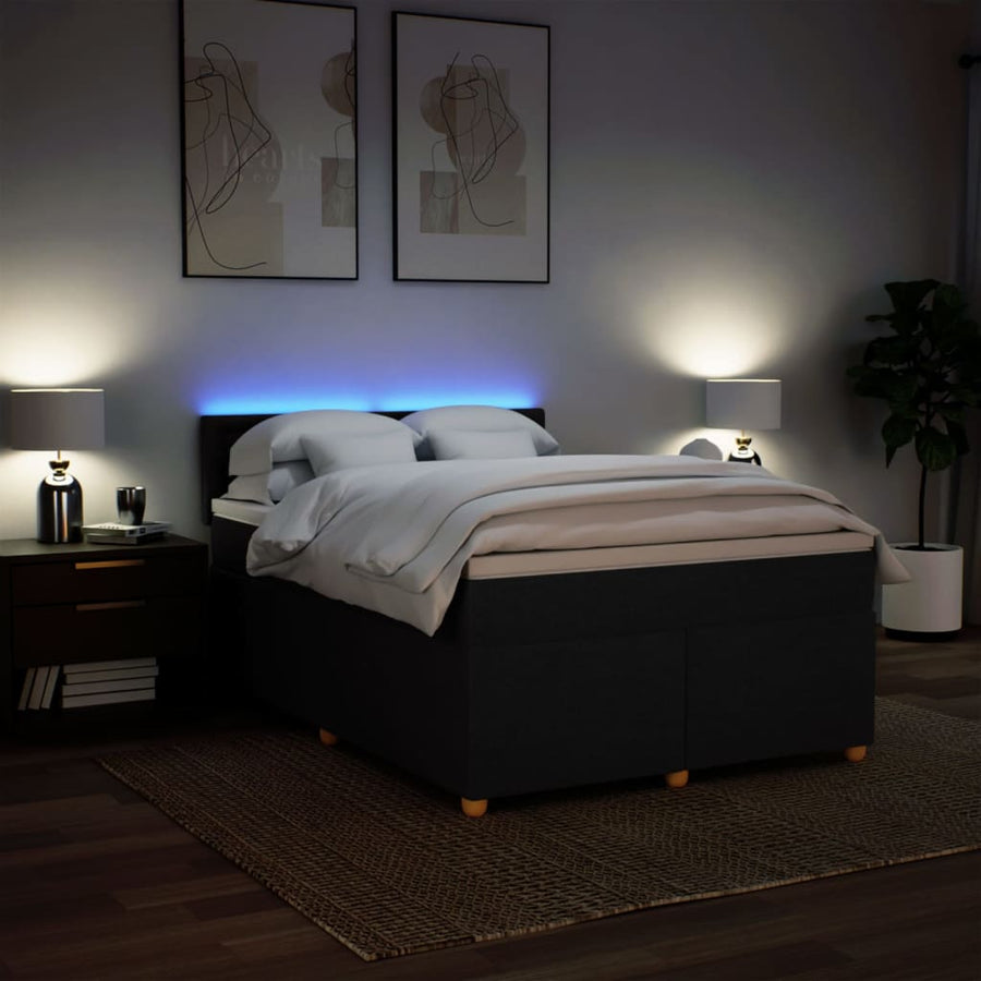 Boxspring met matras stof zwart 140x200 cm