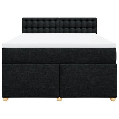 Boxspring met matras stof zwart 140x200 cm
