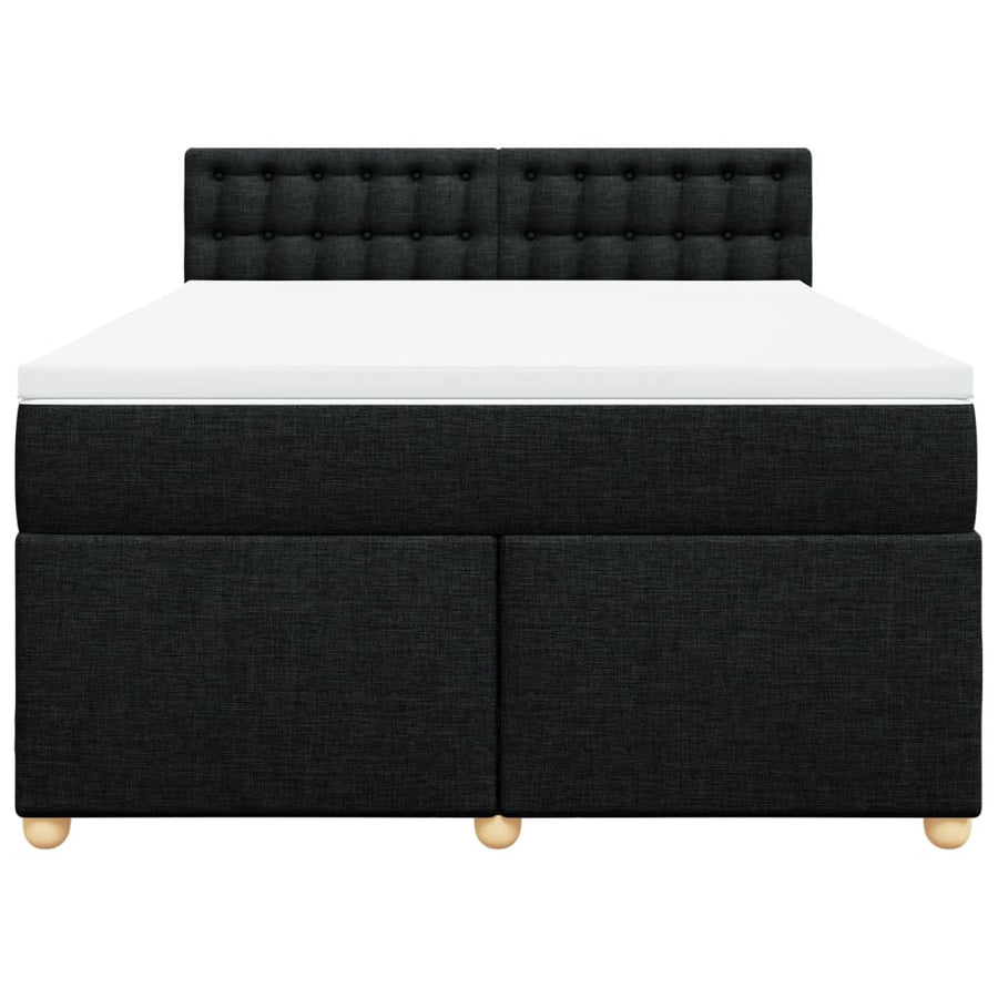 Boxspring met matras stof zwart 140x200 cm