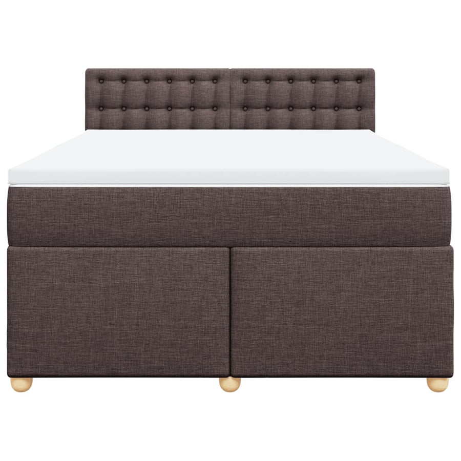 Boxspring met matras stof donkerbruin 140x200 cm