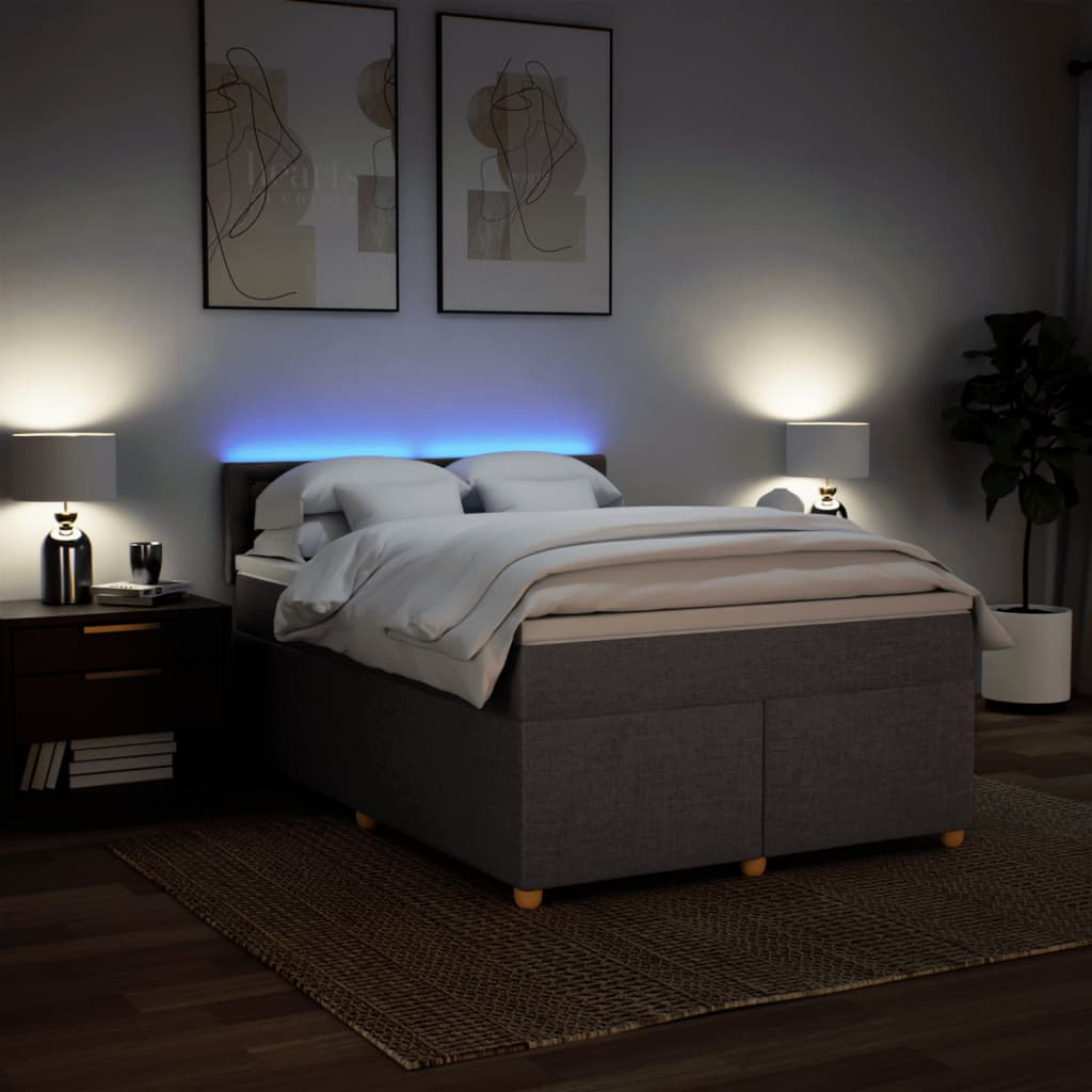 Boxspring met matras stof taupe 140x200 cm