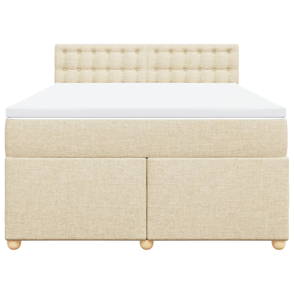 Boxspring met matras stof crèmekleurig 140x200 cm