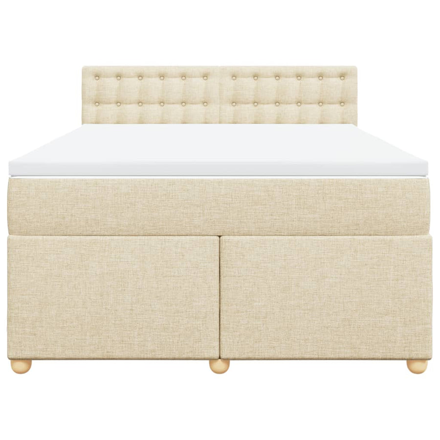 Boxspring met matras stof crèmekleurig 140x200 cm