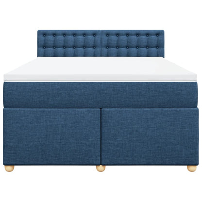 Boxspring met matras stof blauw 140x200 cm