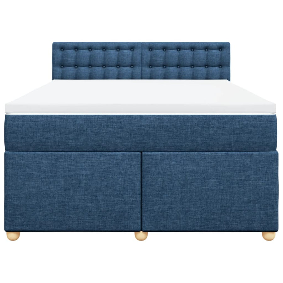 Boxspring met matras stof blauw 140x200 cm