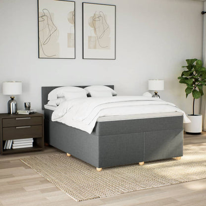 Boxspring met matras stof donkergrijs 160x200 cm