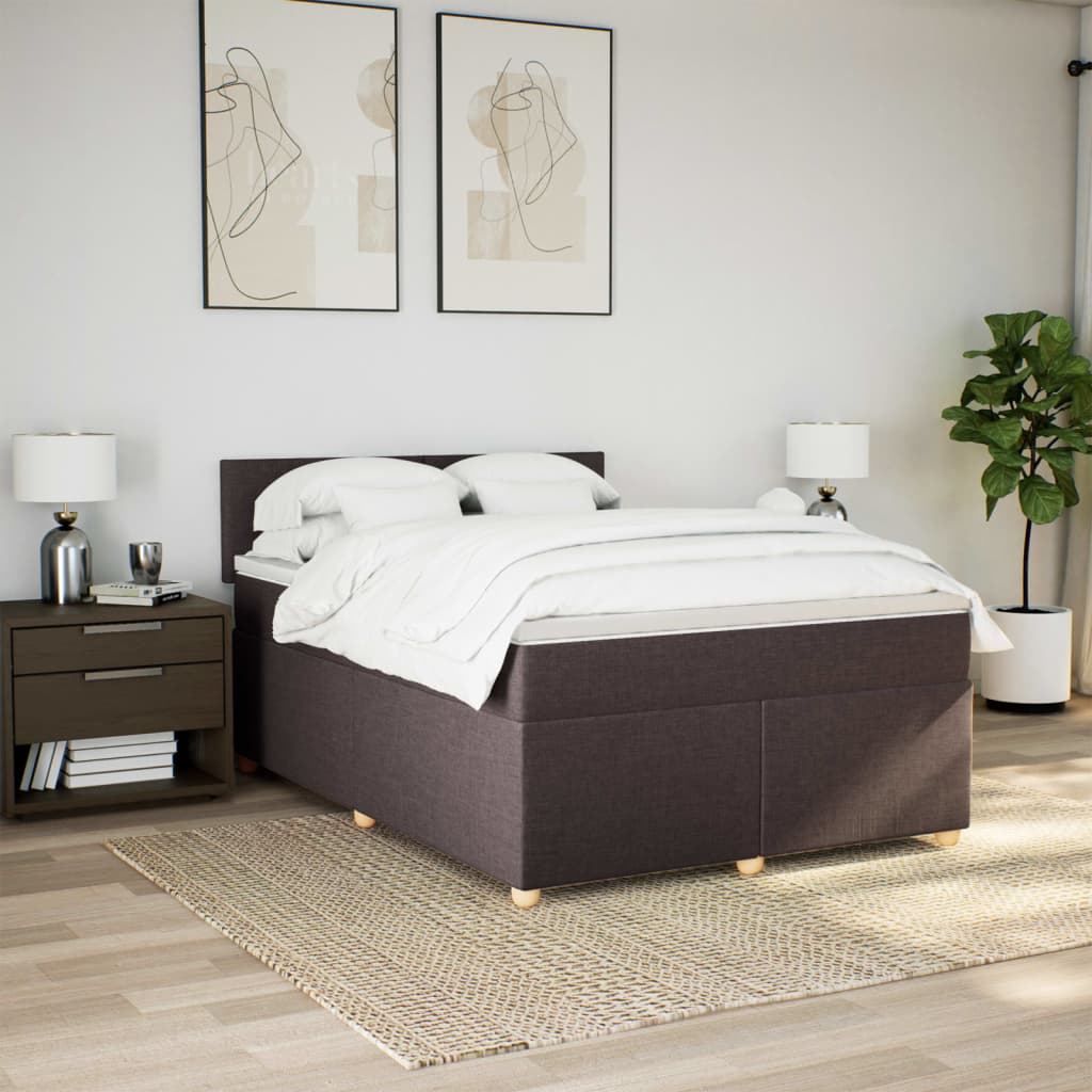 Boxspring met matras stof donkerbruin 160x200 cm