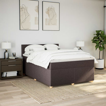 Boxspring met matras stof donkerbruin 160x200 cm