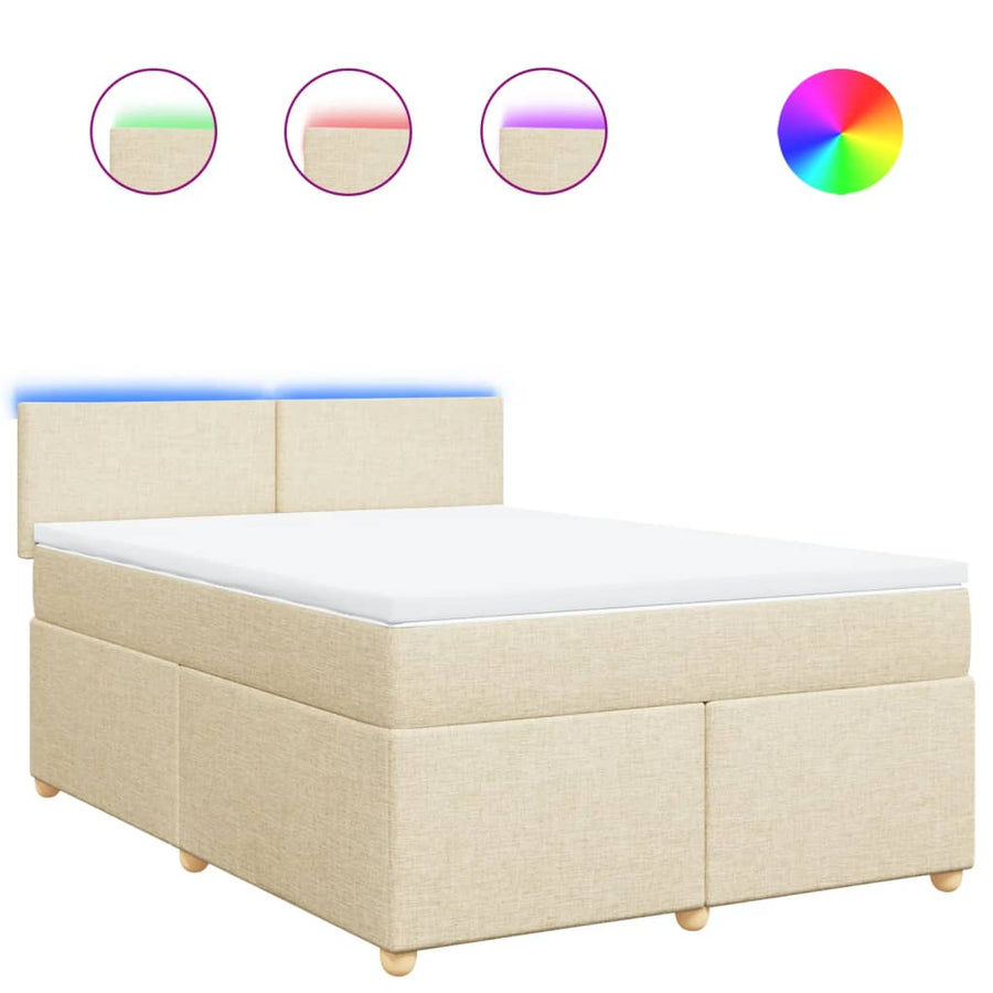 Boxspring met matras stof crèmekleurig 160x200 cm