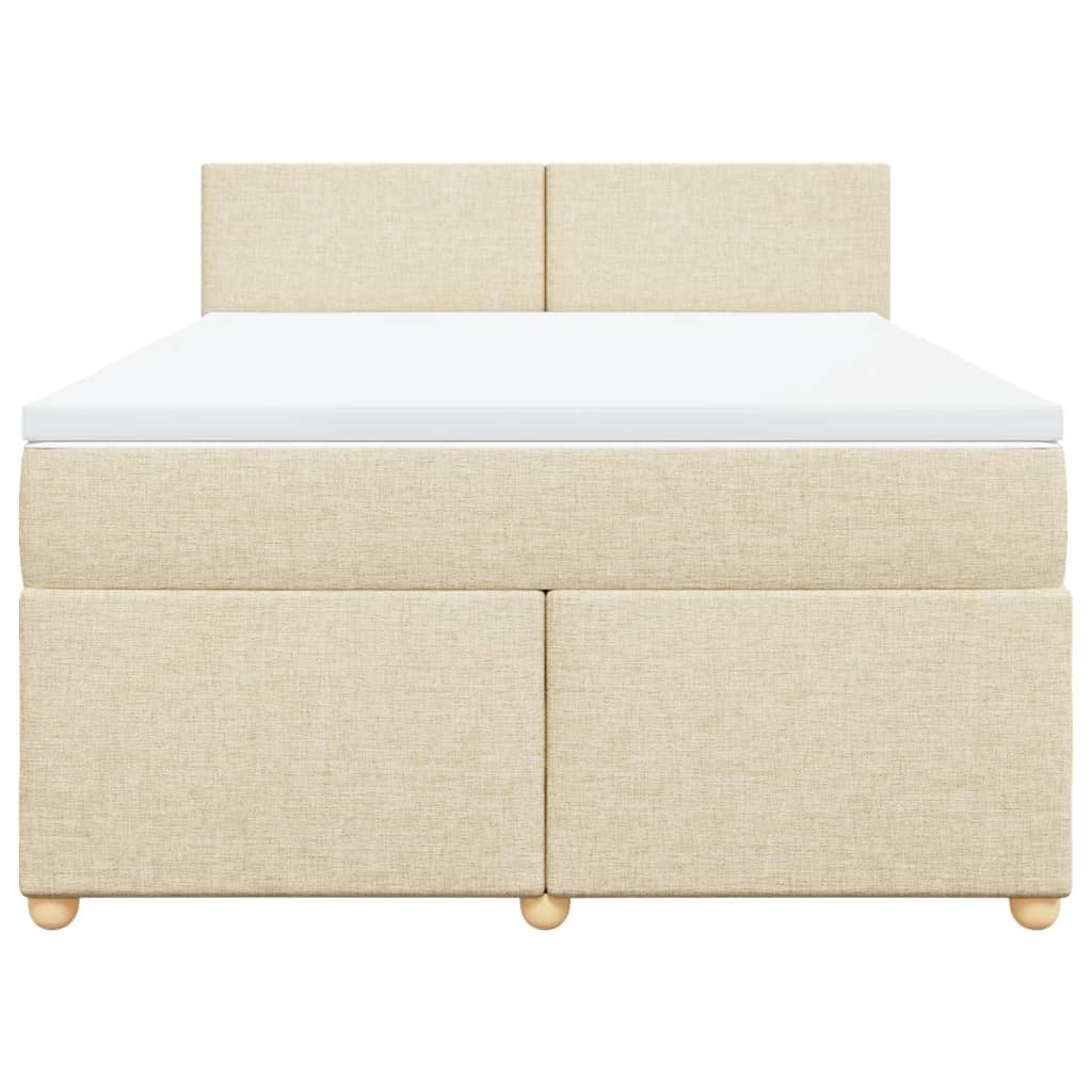 Boxspring met matras stof crèmekleurig 160x200 cm