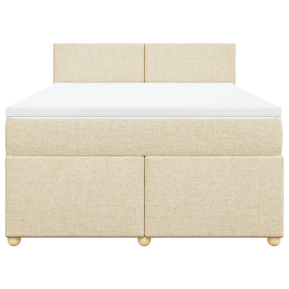 Boxspring met matras stof crèmekleurig 160x200 cm