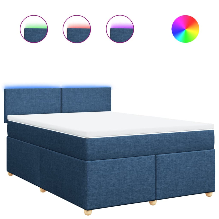 Boxspring met matras stof blauw 160x200 cm