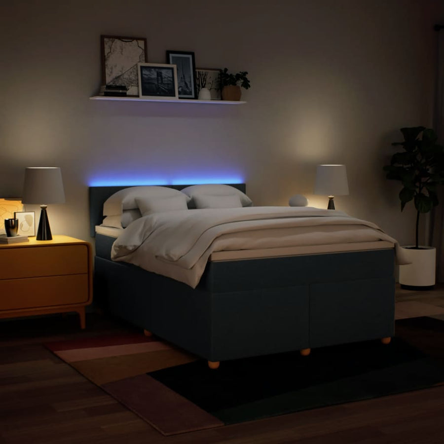 Boxspring met matras stof blauw 160x200 cm