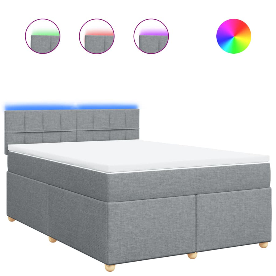 Boxspring met matras stof lichtgrijs 160x200 cm