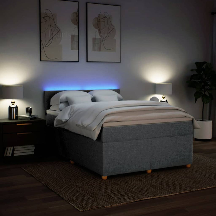 Boxspring met matras stof lichtgrijs 160x200 cm