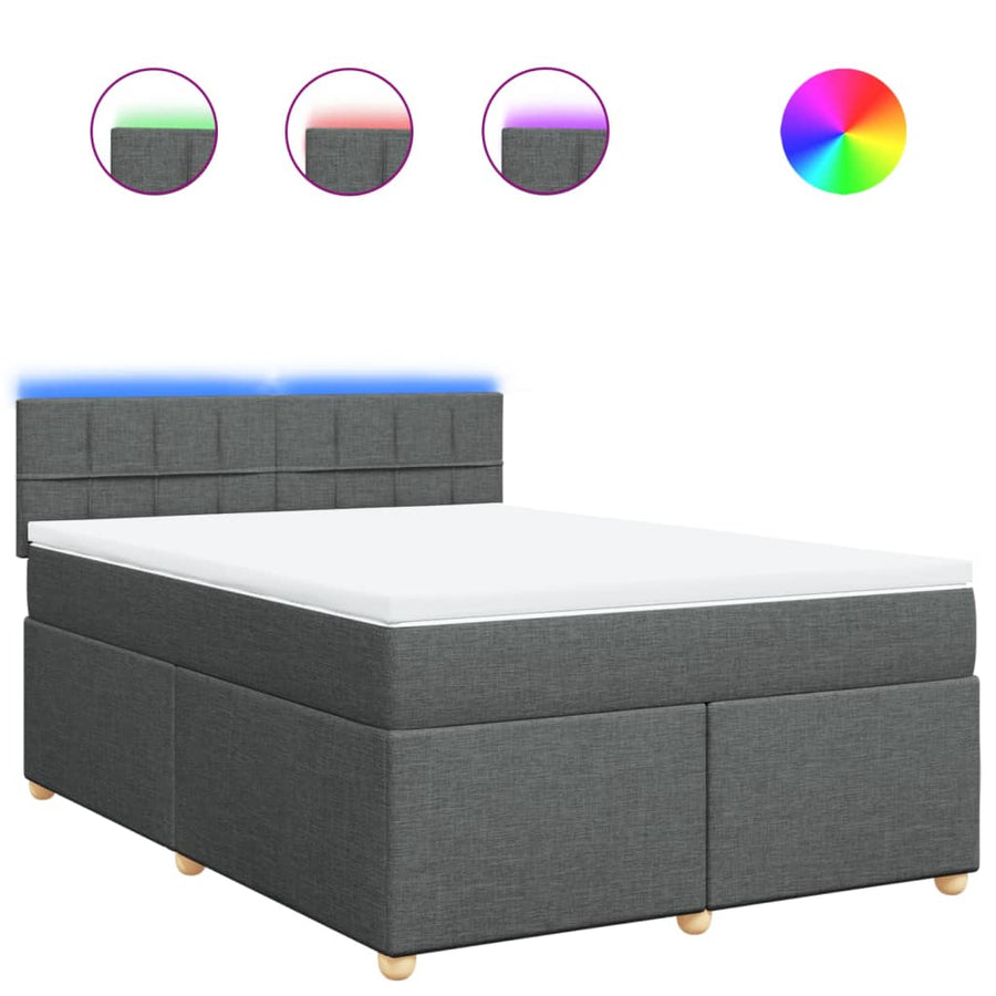 Boxspring met matras stof donkergrijs 160x200 cm