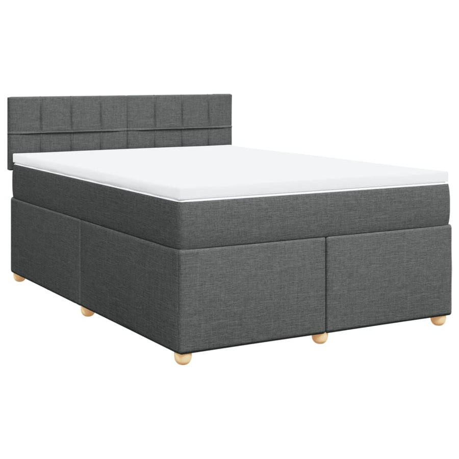 Boxspring met matras stof donkergrijs 160x200 cm