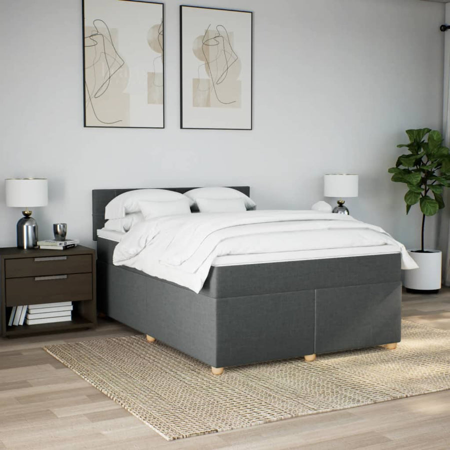 Boxspring met matras stof donkergrijs 160x200 cm