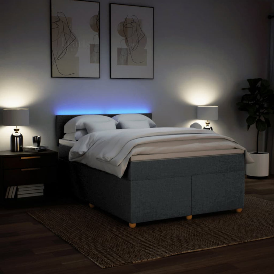 Boxspring met matras stof donkergrijs 160x200 cm