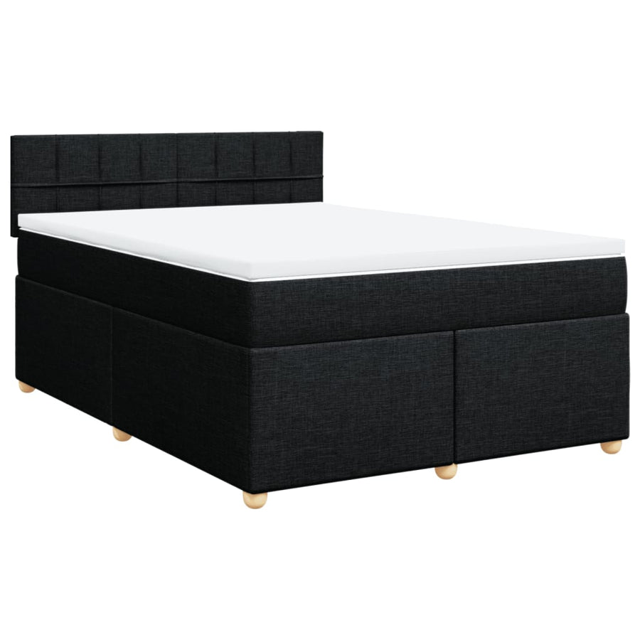 Boxspring met matras stof zwart 160x200 cm