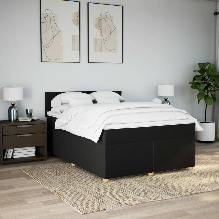 Boxspring met matras stof zwart 160x200 cm
